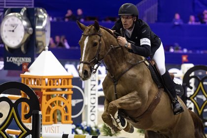 Henrik von Eckermann (SWE) riding King Edward - winners of the Longines FEI Jumping World Cup™ Final Day 1 - Omaha (USA) 2023. FEI / Richard Juilliart