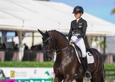 Jemma Heran and Saphira Royal 2 competing in Wellington, Florida. Image by Susan J Stickle