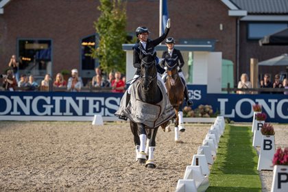 6YO Champion Global Player OLD, ridden by Eva Mo¨ller. © FEI