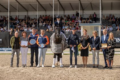 7YO Champion Kjento, ridden by Charlotte Fry and owned by Van Olst Horses. © FEI