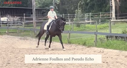 Adrienne Foulkes riding her test with Psuedo Echo