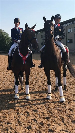 Charlotte Dujardin on Mount St John Freestyle and Carl Hester riding Hawtions Delicato - Photo harlotte Dujardin CBE Facebook page