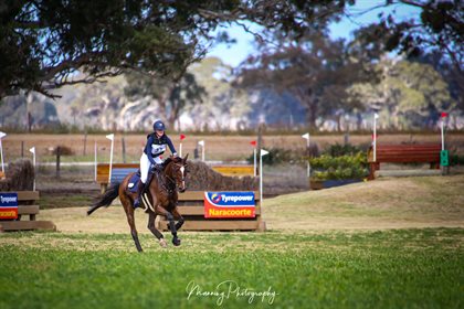 Chelsea Clarke and Highfield Chiquitas Chico making the best of the excellent going to finish 1st in the Evolution Animal Care Young Rider CCN1*.