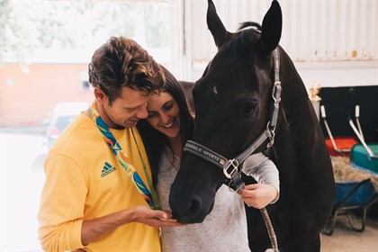 Chris, Bek and Santo spending a moment together post-Rio © Chris and Bek Burton