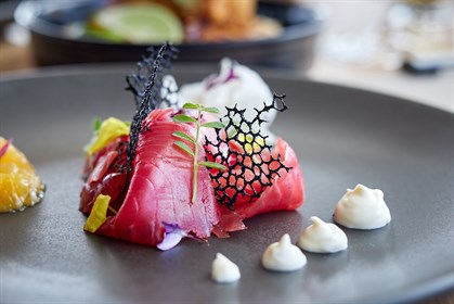 Cured beetroot salmon, one of the many dishes on the summer menu at Arilla! © Willow Creative / Boneo Park