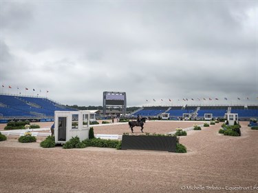Denmark practiced on the main dressage arena at WEG - © Michelle Terlato