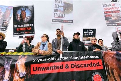 Protestors at the 2019 Caulfield Cup © Julian Meehan/Flickr