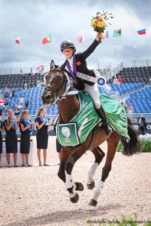 Great Britain’s Rosalind Canter and Allstar B who finished on their dressage score of 24.6 to take the gold medal - © Michelle Terlato