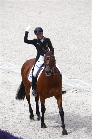 Ingrid Klimke and SAP Hale Bob led after the dresage.