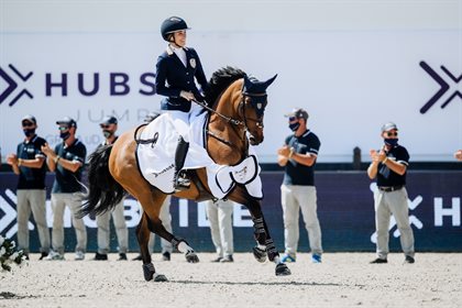 Jessica Springsteen and Rmf Tinkerbell won the HUBSIDE JUMPING Grimaud-Gulf of Saint-Tropez’s CSI 4* Grand Prix.  © HUBSIDE JUMPING - Filippo Gabutti