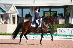Kelly Layne and Samhitas competing at a Global Dressage event. © Satomi Ishikuri