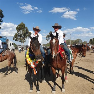Kerry Turner and Peter Comiskey at Warwick, both Ariat Pro Team riders, photo by Ariat Australia.