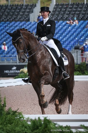 Kristy Oatley and Du Soleil scored 74.605% in the Grand Prix Special - © Michelle Terlato