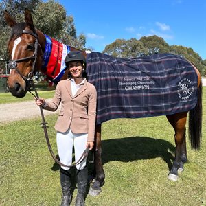 Open B Grade Champion, Christina Vemis & Mulder. Image: Merricks Pony Club.