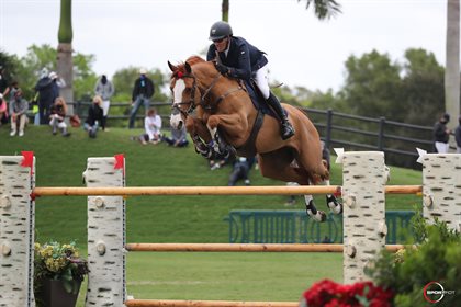 Paul O’Shea (IRL) and Skara Glen’s Chancelloress finished third in the $137,000 IDA Development Grand Prix CSI3. © Sportfot