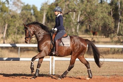 Sally Kirkwood riding her fancy dressage pony