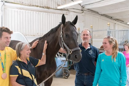Santa's welcome home party with Chris, Jill, David and groom Jade Rudman © Equestrian Australia